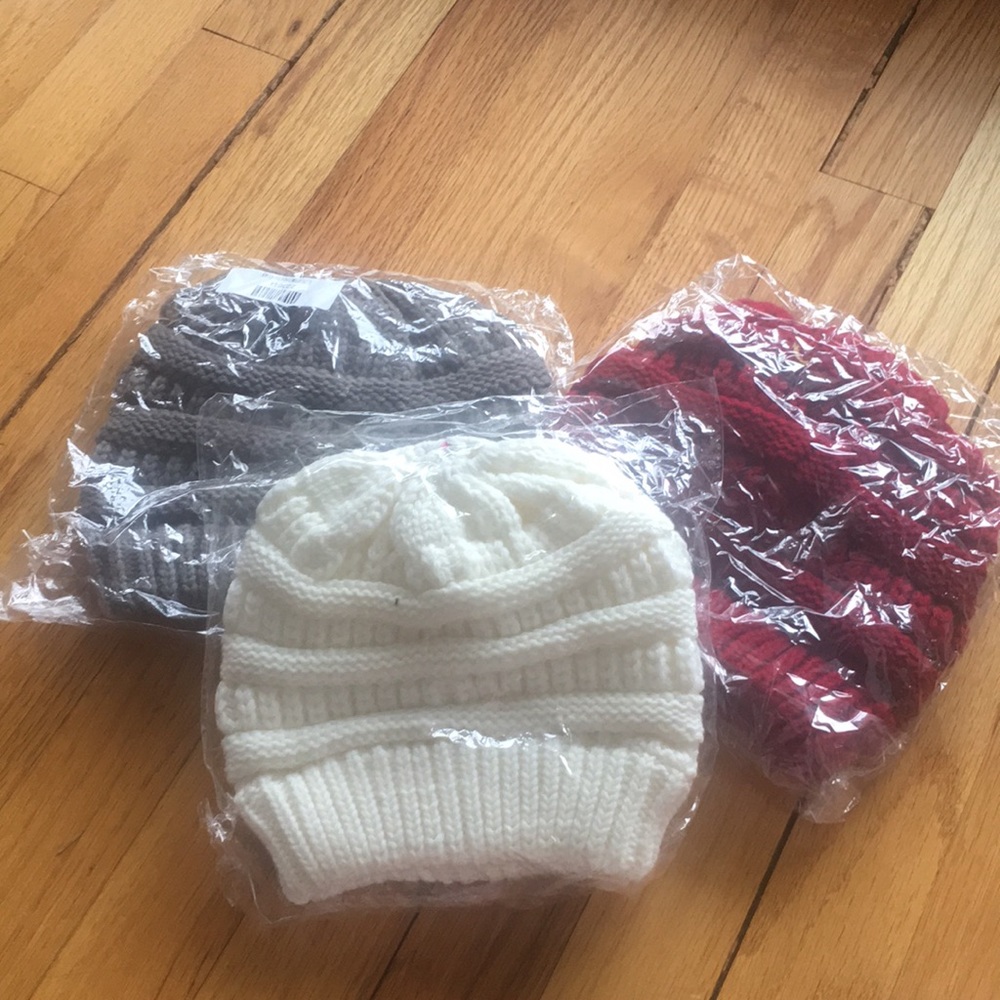 3 pack of Ponytail Beanies!